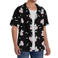 thumbnail image 2 of PAYOHTO Pink French Bulldog Footprints Paws Mens Hawaiian Casual Short-sleeved Shirt Tropical Summer Beach Button Down Shirts, 2 of 7