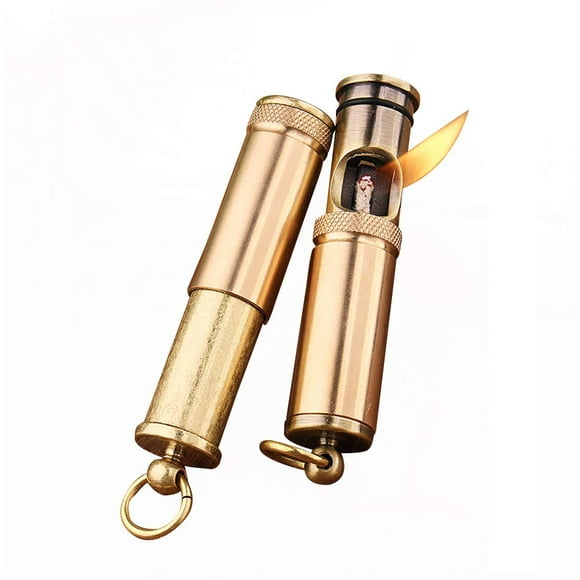 Ambrogio.L Vintage Lighter Wheel Kerosene Lighter Trench Copper Old Fashioned Petrol Oil Brass Fire Starter