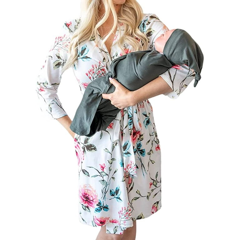 Little Adam and Eve Mommy and Me Robe and Baby Swaddle Set Maternity Robe for Hospital Women s Nursing Robe Baby Swaddle Blanket Walmart