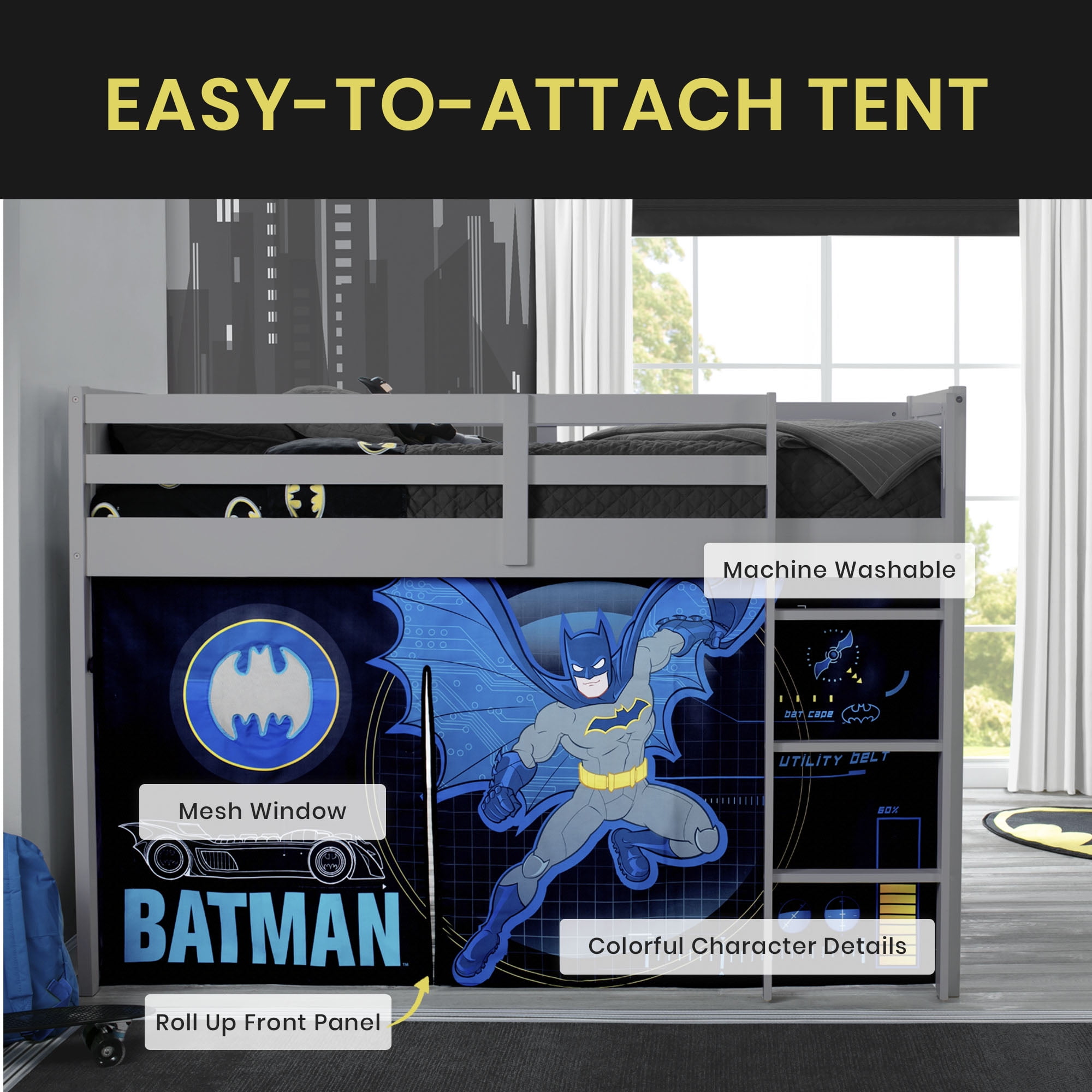 Batman Loft Bed Tent By Delta Children, Batman Bunk Bed Tent