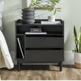 thumbnail image 3 of Walker Edison Mid-Century Modern 2-Drawer Wood Nightstand, Solid Black, 3 of 17
