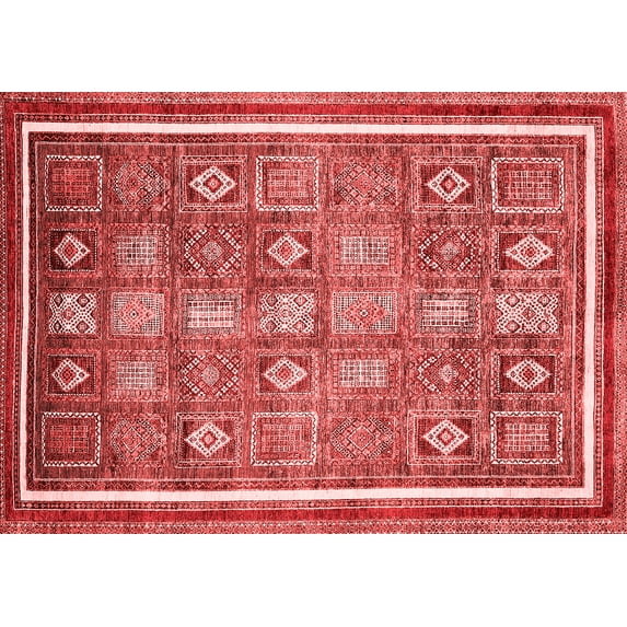 Ahgly Company Indoor Rectangle Oriental Red Modern Area Rugs, 8' x 12'