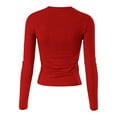 thumbnail image 5 of Bibifish Womens T-Shirts Red Long Sleeve Crewneck Tee Shirts Slim Fit Breathable Trendy Sports Workout Outwear Tops For Ladies, 5 of 5