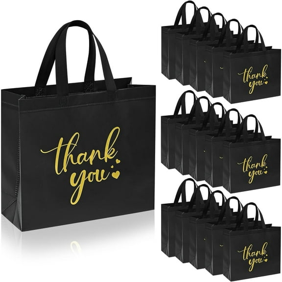 DECHISY 30Pcs Thank You Gift Bags, Large Reusable Gift Bags?Thank You Bags with Handles for Business, Shopping, Wedding, Baby Shower, Graduations, Party Favors (12.4x11x4.7Inch