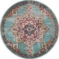 thumbnail image 1 of Unique Loom Medici Medallion Area Rug 8' x 8' Round Light Blue/Pink, 1 of 2