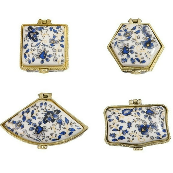 EIMELI Set of 4 Assorted Ceramic Jewelry Boxes Small Hinged Lid Small Jewellery Holder