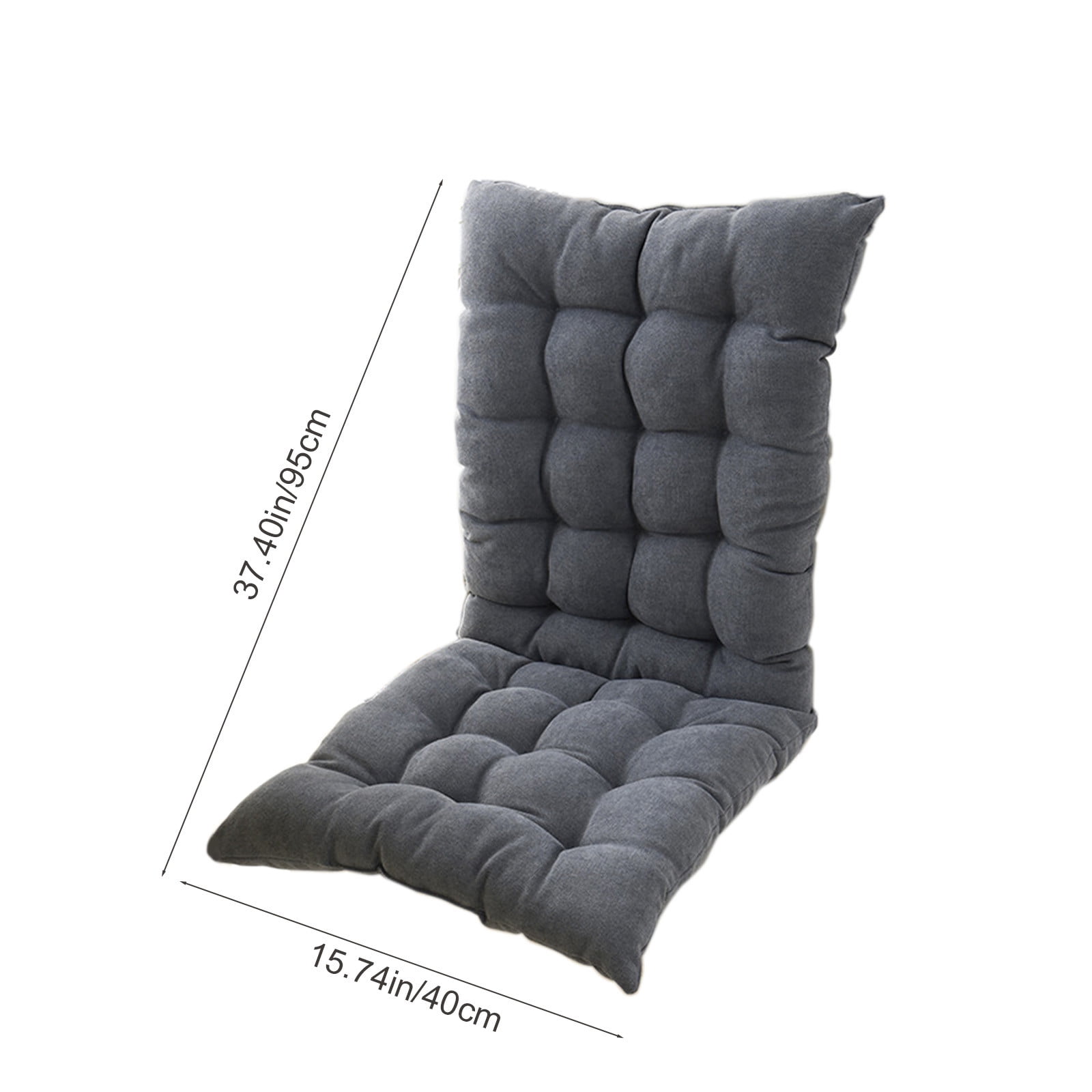 Blasgw Beige High Back Chair Cushion - Indoor/Outdoor Weatherproof Rocking Chair Pad, Comfortable Tufted Seat Cushion with Ties for Porch, Patio Furniture Gray