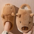thumbnail image 2 of Wovix Slippers for Women and Men Capybara Winter Fuzzy Cozy House Shoes Cute Warm Soft Indoor Bedroom Memory Foam Thermal Footwear Khaki 41, 2 of 6