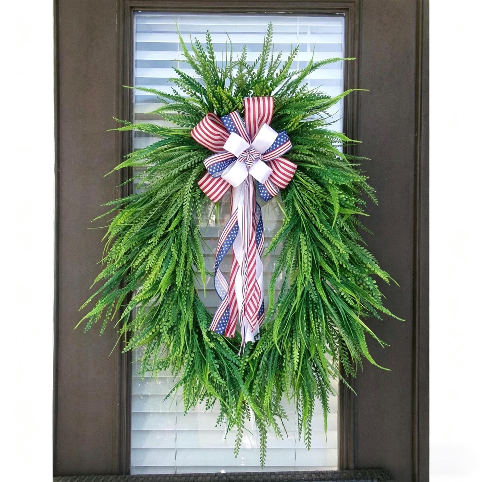 AHGQT Patriotic Decor Bows for Wreaths, Large American Flag Ribbon Bow, Red White and Blue Bows, 4th of July Tree Decorations, Red White and Blue Decorations for Memorial Day