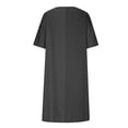 thumbnail image 4 of QUYUON Casual Summer Linen Dresses for Women V-Neck Short Sleeve Midi Dress Solid Color Loose Flowy A-Line Tunic Dress Mid-Length Dress Wedding Guest Evening Party Dress Style D-7125 Dark Gray XL, 4 of 6