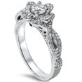 thumbnail image 2 of Pompeii Verona 7/8ct Floral Halo Diamond & Blue Sapphire Engagement Ring 14K White Gold, 2 of 3