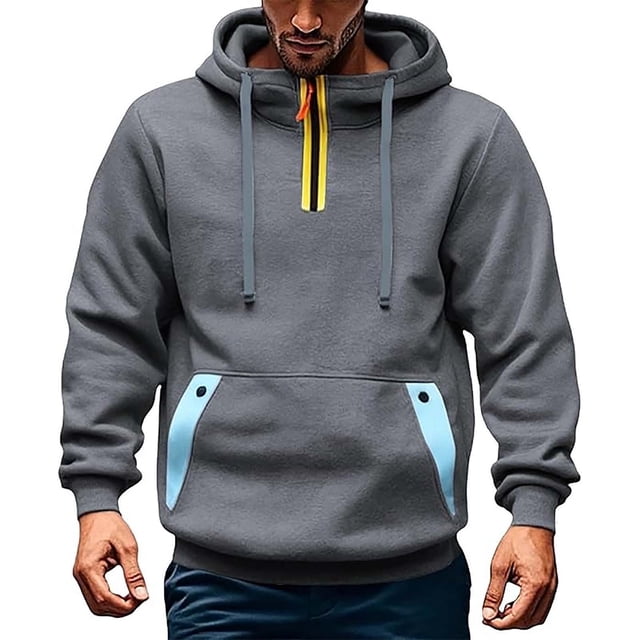 Dolkfu Sudadera con capucha de hombre, con cremallera de 1/4, sudadera deportiva de colores, sudadera para hacer ejercicio de hombre M