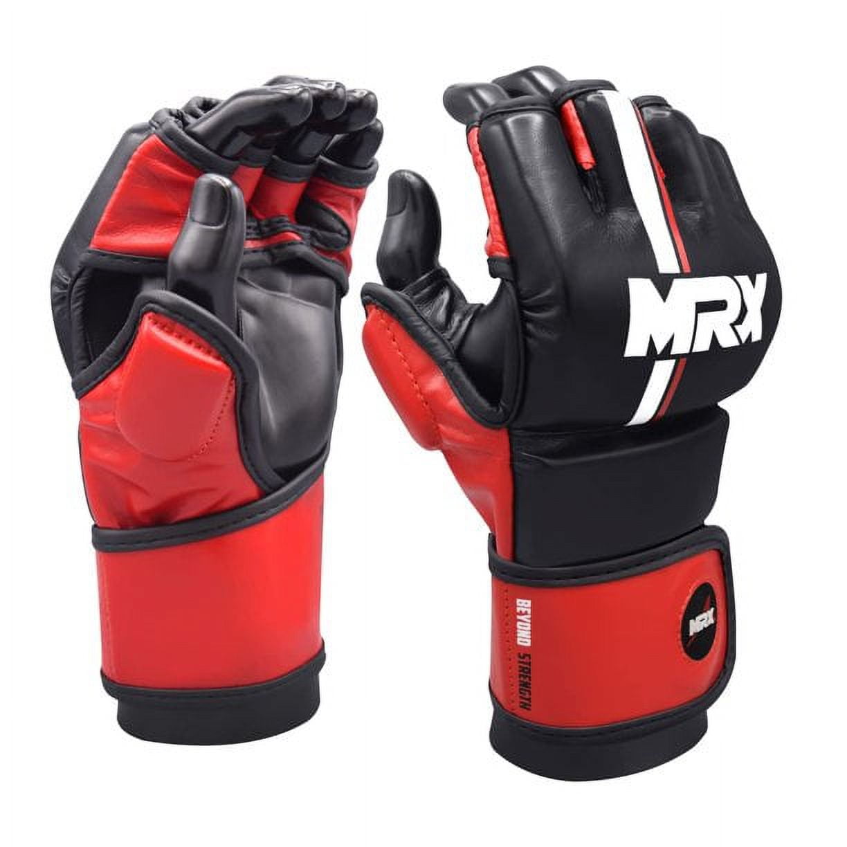 MMA Gloves for Grappling Sparring, with Open Ventilated Palm, Martial Arts Mitts Suitable for Men Women, Sports Training, Muay Thai, Punching Bag Gloves and Kickboxing| Black Red L/XL