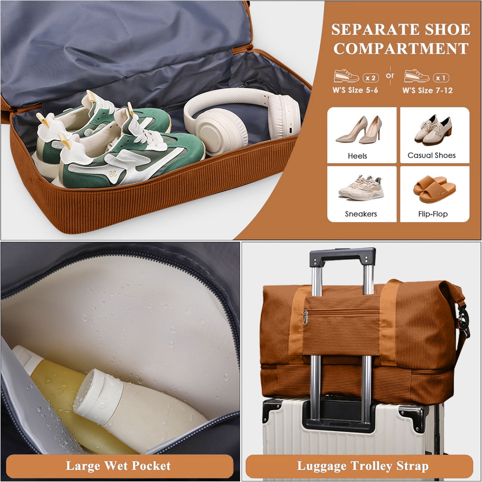 Gynky Travel Duffel Weekender Bags for Women Carry on Large Tote Sport Duffle Hospital Gym Bag for Labor and Delivery Overnight Luggage with Shoe Compartment Trolley Sleeve Wet Pocket