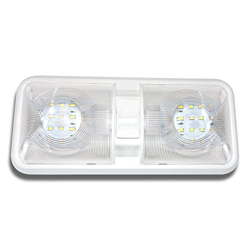 LED Camper Lights RV Lighting Fixture with Dimmer Switch for RV Camper Motorhome Caravan Trailer Boat 2 Pack DC 12-30V 3000-6000K Dimmable RV Ceiling Double Dome Lights BlueFire 750LM RV Interior Lights 