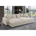thumbnail image 2 of 4-Piece Upholstered Corduroy Sectional Sofa With Chaise & Ottoman-Beige, 2 of 11