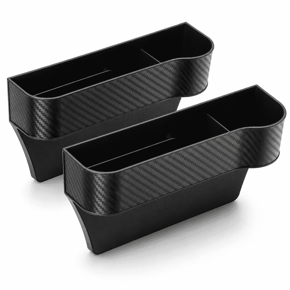 2 Packs Car Seat Gap Filler Organizer,Multifunctional Seat Gap Storage Box with Cup Holder,Car Seat Crevice Storage Box,Universal Fit All Cars,Black