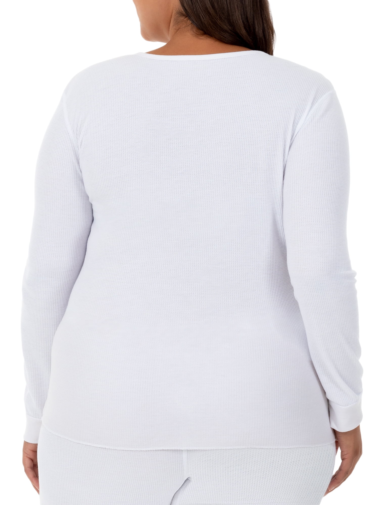 Fruit of the Loom Women's Long Underwear Waffle Crew and V-Neck Thermal Top, 2-Pack