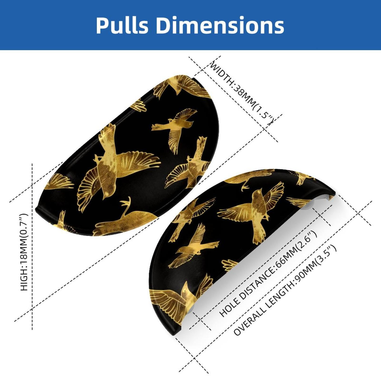 PhooArto 6 Pcs Cup Drawer Pulls, Shining Bird Golden Silhouette Shell Shape Handles Cabinet Knobs for Dresser Cupboard Closet Wardrobe with Screws