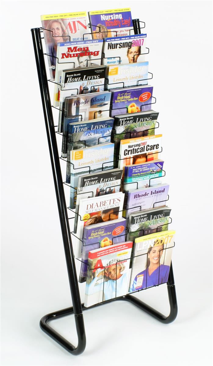 46cm Newspaper Print Magazine Rack Holder Storage Stand Organizer And Metal Base 