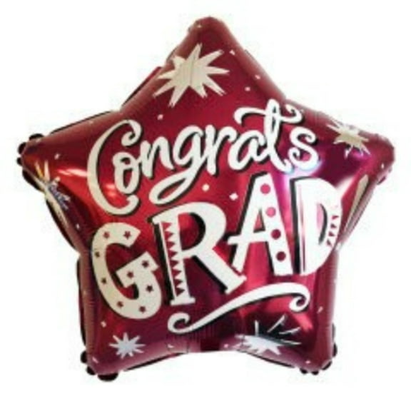 19" CONGRATS GRAD! STAR - Maroon Balloon  Party Supplies Decorations Foil Mylar Balloon