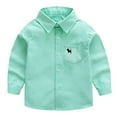 thumbnail image 4 of LXFHUW Boys Uniform Shirts Boys Long Sleeve Shirts Size 14-16 Boys' Long Sleeve Dress Shirts Formal Uniform Solid Cotton Button Down Shirts Green 2-3 Years, 4 of 4