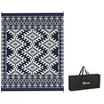 thumbnail image 2 of Outsunny Outdoor Patio Rug, Large Camping Carpet with Carrying Bag, 8' x 10' Waterproof Plastic Straw, Reversible, Blue & White Rhombus Border, 2 of 9