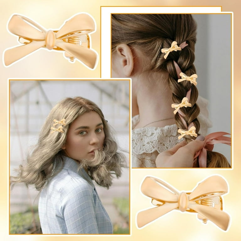 Pcs Bow Hair Clips Gold Metal Side Bang Hair Clips Mini Bow Clip