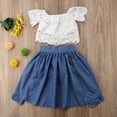 thumbnail image 5 of Toddler Girls Kids Clothes Set Baby Girl Lace Off-shoulder T-shirt Tops Bowknot Pants Skirts Dress, 5 of 8
