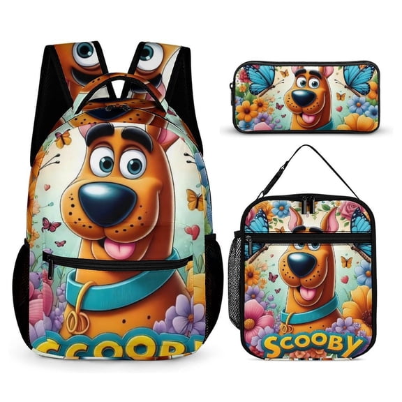 Scooby Doo Three-Piece Backpack Set: Includes A High-Quality Backpack Lunch Bag And Pencil Case One size