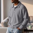 thumbnail image 4 of Mens Waffle Knit Polo Pullover Sweatshirt Long Sleeve Casual Textured Fall Sweater Top, 4 of 9