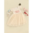 thumbnail image 3 of Suealasg Toddler Girls Birthday Party Princess Dress Fly Sleeve Letter Embroidery Tutu Tulle Dress Kids Summer Cake Smash Photo Shoot Outfit, 3 of 9