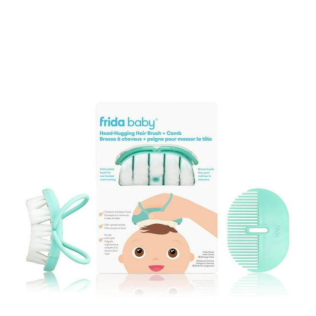 Frida Baby - Baby Head-Hugging Hairbrush + Styling Comb Set Gentle and Soft Bristles, Storage Case, Styling Comb, Super Soft Brush