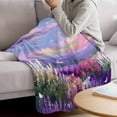 thumbnail image 3 of Purple Lavender Blanket Soft Cozy Warm Throw Blanket for Couch, Plush Fuzzy Flannel Fleece Blankets for Sofa, Spring Country Oil Painting Butterfly Flower Bed Blankets Gifts for Men, 50"x60", 3 of 9
