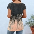 thumbnail image 6 of Tops for Women Short Sleeved Button-up Round-neck Printed Base T-shirt Khaki2 XXL, 6 of 8