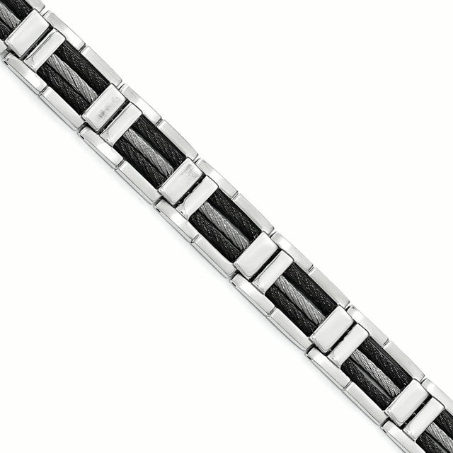 Stainless Steel Polished Three Strand Cable Link Bracelet 8.5 Inch "Bracelets