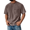 thumbnail image 2 of Hfnxid Big and Tall Men's Short Sleeve Shirt Vintage Crewneck T-Shirt with Pocket Fashion Streetwear Tee Brown XL, 2 of 5