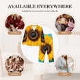 thumbnail image 7 of Fuzoiu Golden Sunflower in Blue Print Women's Long-Sleeved Pajama,Lounge Button Down Nightwear,Womens Notch Collar Pajama Set-Large, 7 of 7