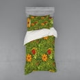 thumbnail image 1 of Ambesonne Floral Bedding Set 3 Pcs, Fractal Retro Jungle Art, Twin, Olive Green Vermilion, 1 of 3