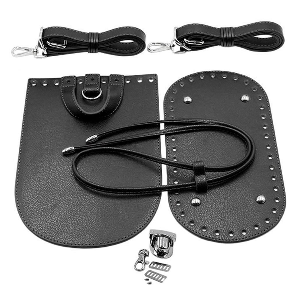 7x Leather Bag Bottom Mat Cushion Pad Flap Cover Drawstring Handbag Bag Making Black