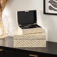 thumbnail image 3 of DecMode Handmade Cream Mother of Pearl Shell Decorative Box with Hinged Lid, 2 Count, 3 of 15