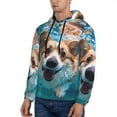 thumbnail image 3 of Wukai Sea Swimming Corgi Print Men Hoodies Fleece Sweatshirts Long Sleeve Sweaters Pullover Fall Outfits Winter Clothes-Large, 3 of 7
