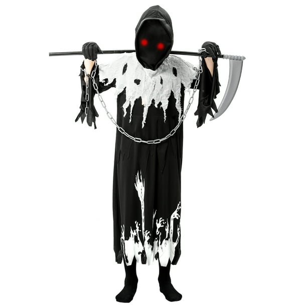 Kids Halloween Grim Reaper Costumes,Scary Halloween Costume Sets with
