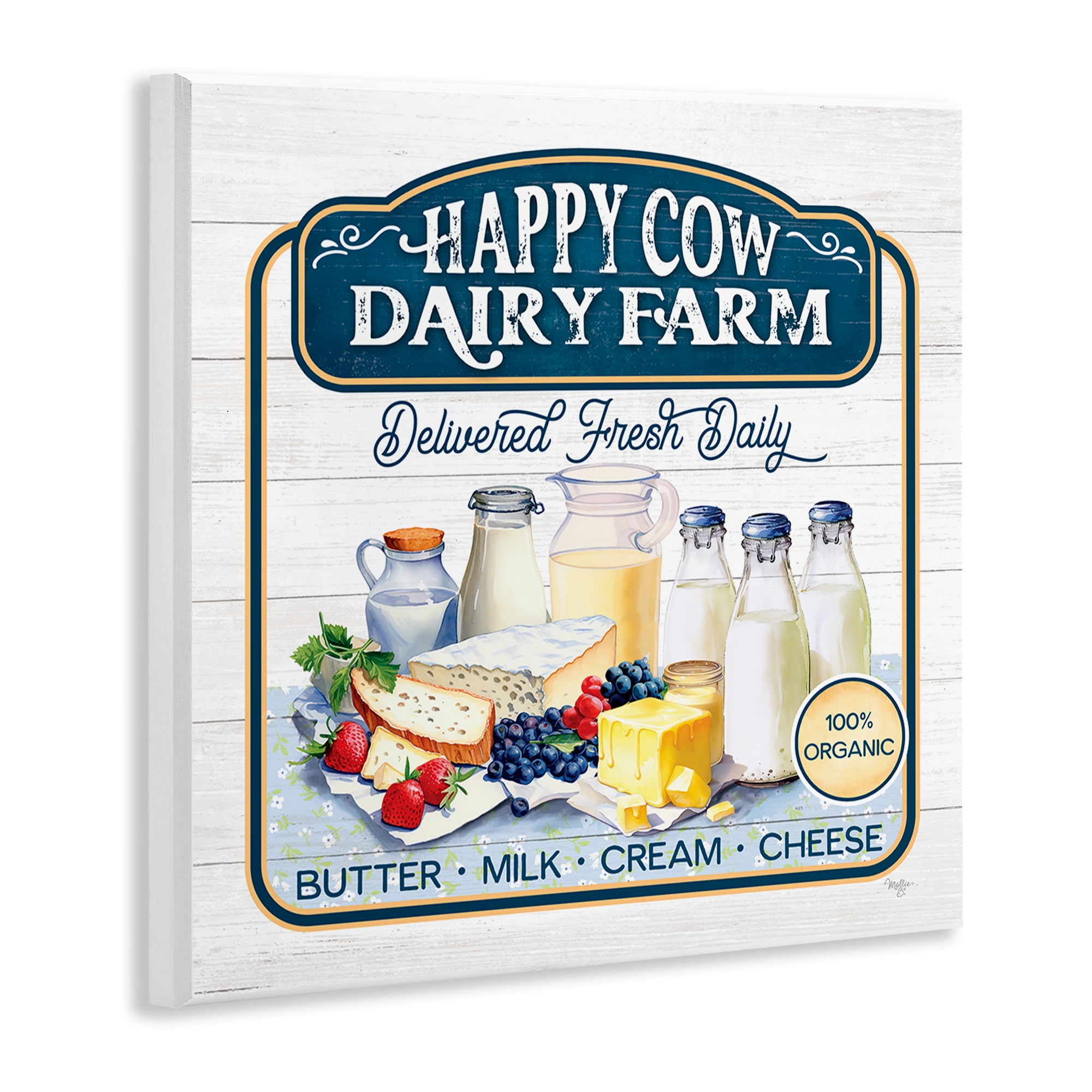 Stupell Industries Happy Cow Farm Food & Beverage Painting Unframed Art Print Wall Art, 12 x 12