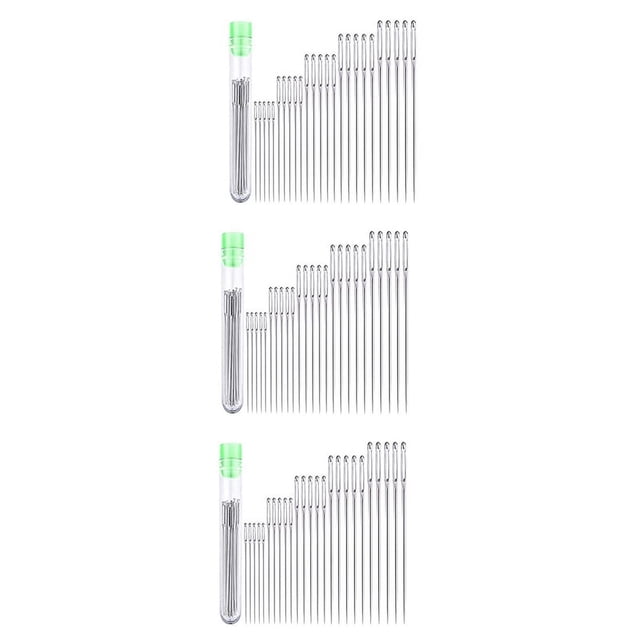 75 Eye Stitching Needles - 5 Sizes Big Eye Hand Sewing Needles in Clear Storage Tube for Stitching, and Crafting
