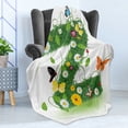 thumbnail image 4 of Letter Z Soft Flannel Fleece Throw Blanket, Fresh Summer Garden Flower Bed and Butterflies Colorful Wings Leaves, Cozy Plush for Indoor and Outdoor Use, 60" x 80", Green Multicolor, by Ambesonne, 4 of 5