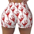 thumbnail image 2 of Rateoe Red Bloody Scary Hands Printed Power Workout Shorts for Women Tummy Control Squat Proof Ribbed Thick Seamless Scrunch Active Short-Medium, 2 of 8