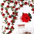 thumbnail image 4 of Artificial Fake Silk Rose Flower Garland Vine Hanging Rattan Home Wedding Decor, 4 of 8