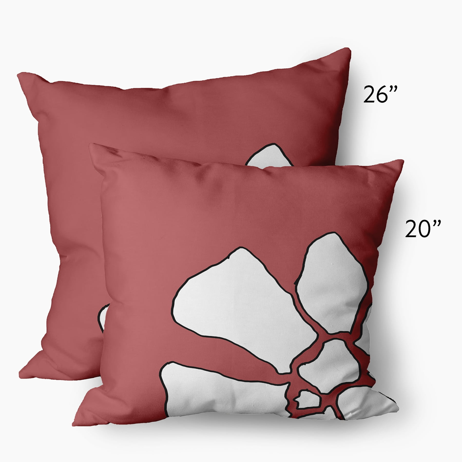 Simply Daisy 20" x 20" Modern, Contemporary Red, White, Multi-color Polyester Throw Pillow