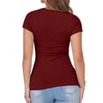 thumbnail image 6 of WHEANG Deep V Neck T Shirts for Women Breathable Womens Summer Tops Comfort Ribbed Knit Skin-Friendly T Shirt Slim Fit Short Sleeve Daily Wear Casual T Shirts Red Size S 2026 Sales Under $2, 6 of 6